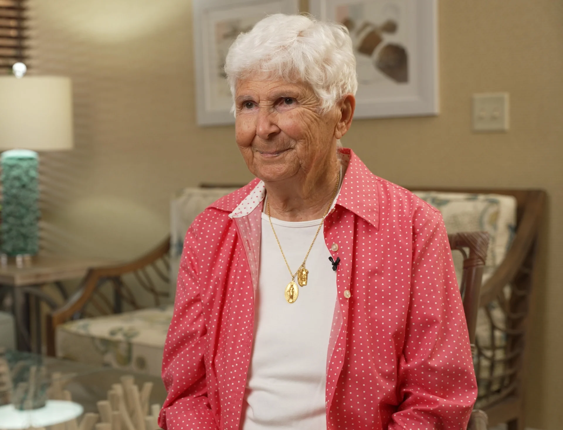 Agnes MaserJian sitting down for an interview